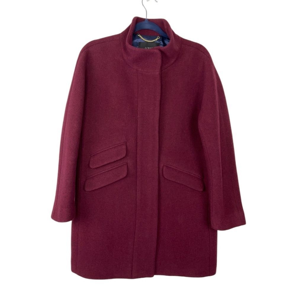 J. Crew Burgundy Wool Blend Zip-Front Coat - Picture 2 of 10